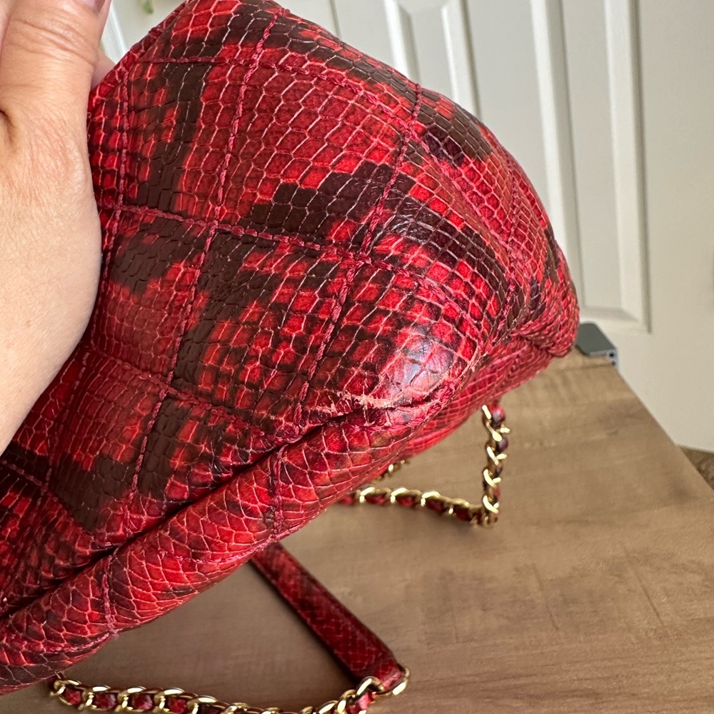 #43. Michael Kors Sloan Large QuiltedEmbossed-Leather ShoulderBag, RedSnakePrint - Picture 12 of 15